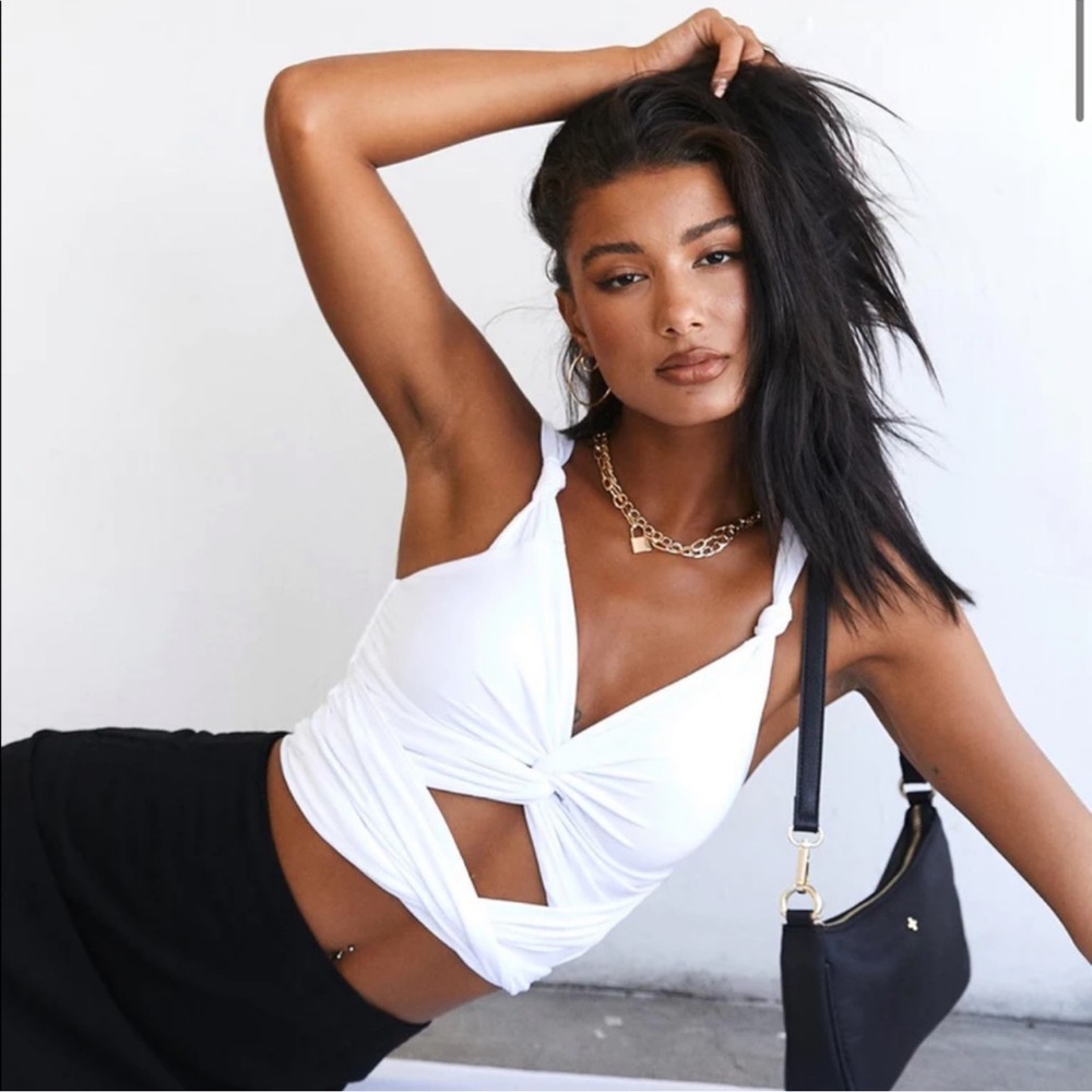 Princess Polly Porto Cervo Tie Up Crop White